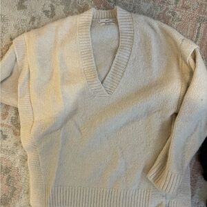 Cream V-Neck Women's Sweater